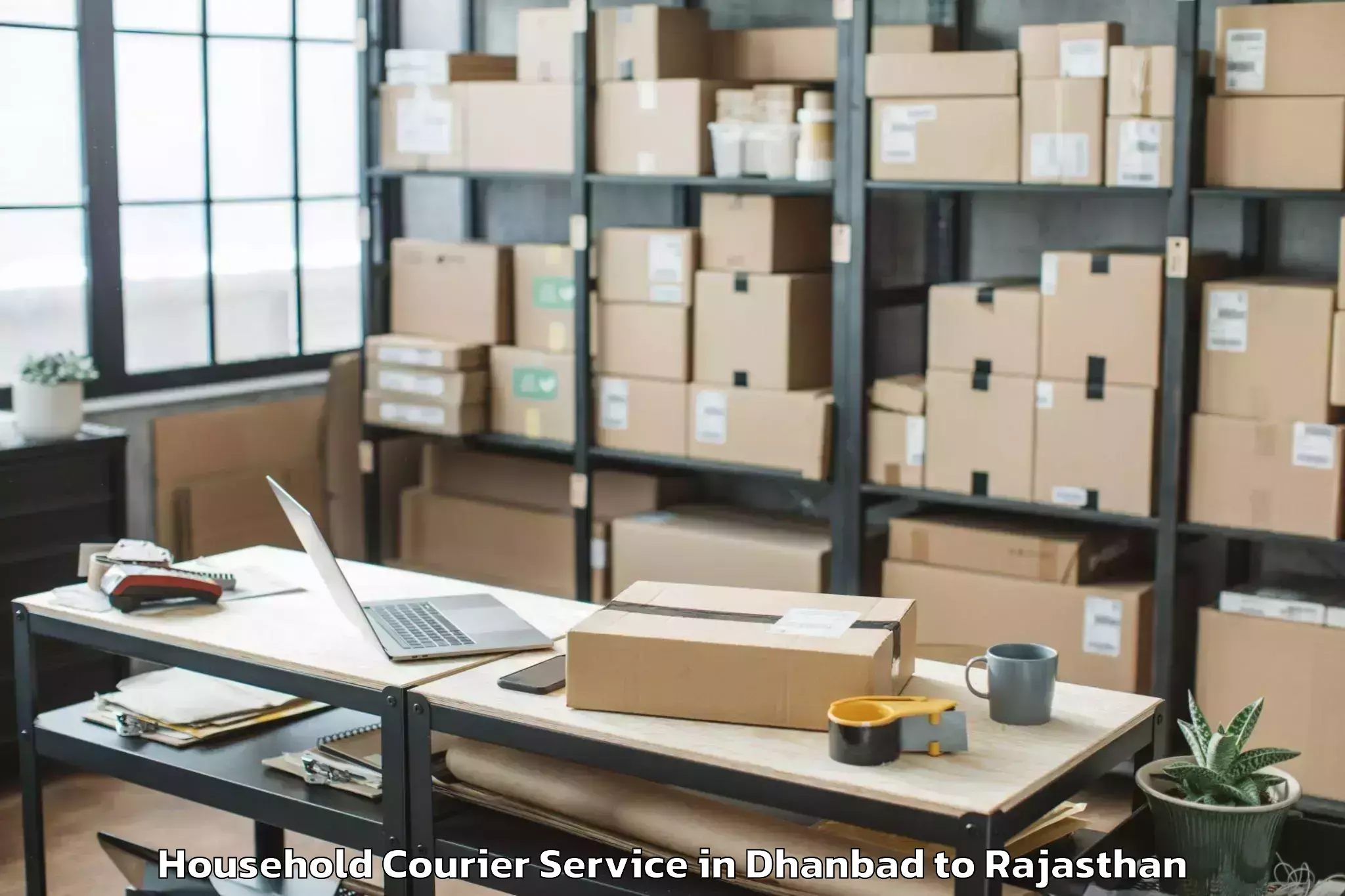 Hassle-Free Dhanbad to Madhav University Pindwara Household Courier